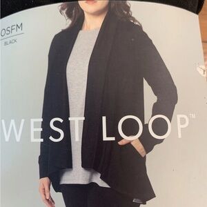 Cardigan Women's One Size NWT Hi-Lo Minimalist Pockets Black Open Front Boho